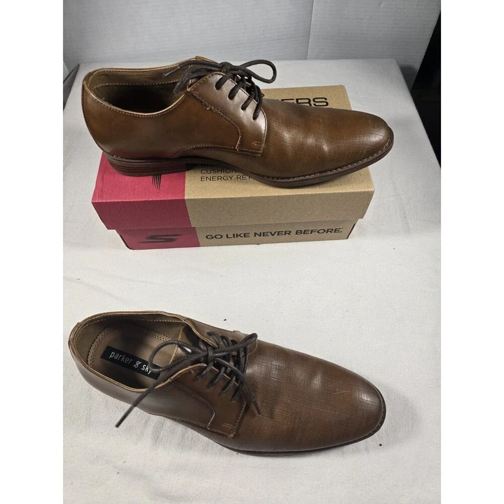 Parker & Sky Brown Leather Oxford Shoes Mens 10.5 Preppy